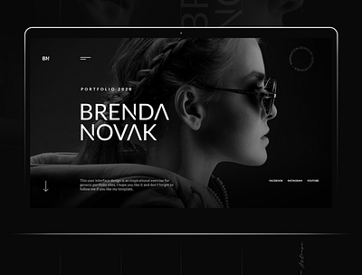 Brenda black dark graphic design inspiration interaction interface minimal photograph portfolio portrait template theme ui design uidesign uiux web page webdesign website