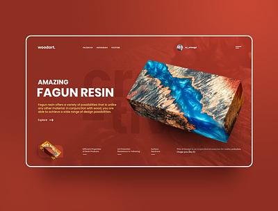 Wood Art acrylic graphic design inspiration interaction interface landing resin template uidesign uiux web website wood