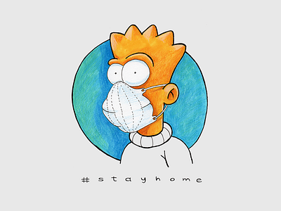 Stay at home character coronavirus illustratoin importante message simpsons stayhome
