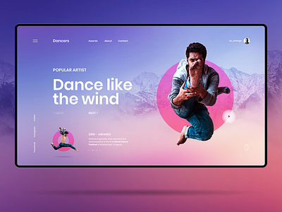 Dancers clean dance dancer gradient graphic design inspiration interaction interface landingpage man mountain trend ui design uiux web website wind