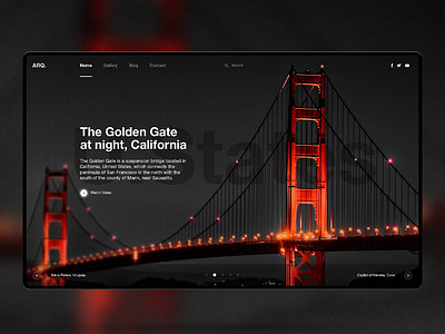 Architecture 2 architecture black bridge dark frontend golden gate inspiration interaction interface landingpage night phtography red slide usa web webpage website wordpress