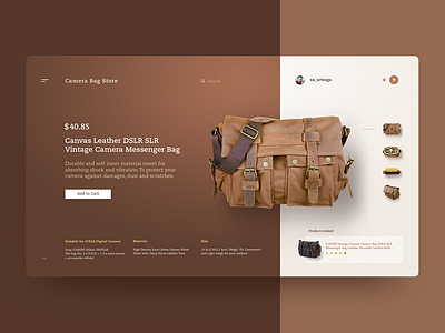 Camera Bag Store bag clean concept ecommerce fashion graphic design inspiration interaction interface landing minimalist photograhy store template ui design ui ux webpage website