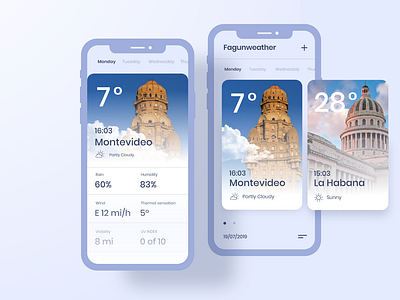 Weather app app design app designers clean concept creative cuba design diseño gráfico inspiration interaction interface main screen minimal mobile mobile app top designer ui ux design uruguay weather