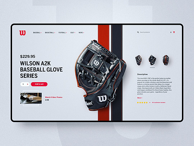 Wilson Concept Page baseball brands e commerce glove inspiration interaction interface product sports uiuxdesign web design webpage website wilson