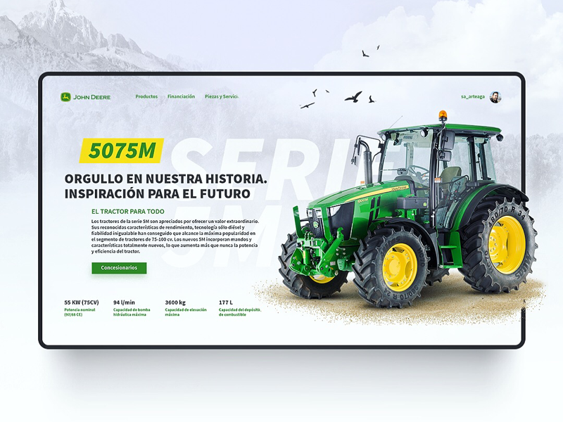 Concept Design for John Deere Website desktops product landing theme template interaction john deere web design inspiration interface website tractor