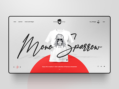 Concept design for MonoSexy website art brand character creative ecommerce famous fashion graphic design interaction interface landing mono sexy sparrow trend tshirt tshirts