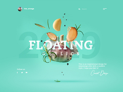 Floating Garlics app design concept digital floating food food app garlics green inspiration interaction interface landing template trend uidesign web design website