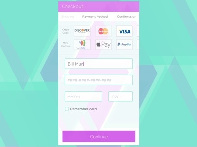 Day 002. Credit Card Checkout app screen bill murray checkout credit card credit card checkout daily ui geo geometric ui