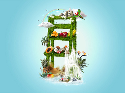 supermarket poster / exotic fruits illustration photomanipulation poster tropic