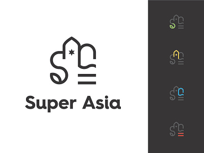 Super Asia logo asia brand branding clean design flat food food shop icon logo typography vector