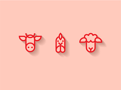 Butcher Icons animals beef chicken design flat food grocery store halal icon illustration lamb logo meat vector