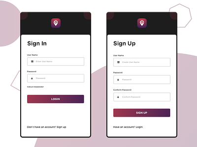 Sign Up-Login app design ui ux