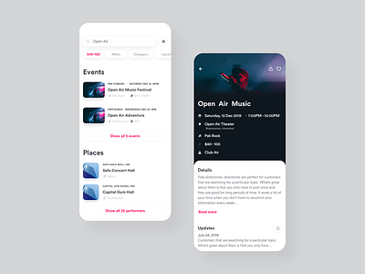 Concert Ticketing App Concept #3 2019 app app design application design mockup ui ux