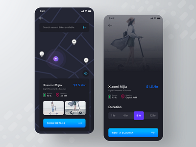 Scooter Rental App Concept app app concept app design design rental app scooter scooter app ui ux