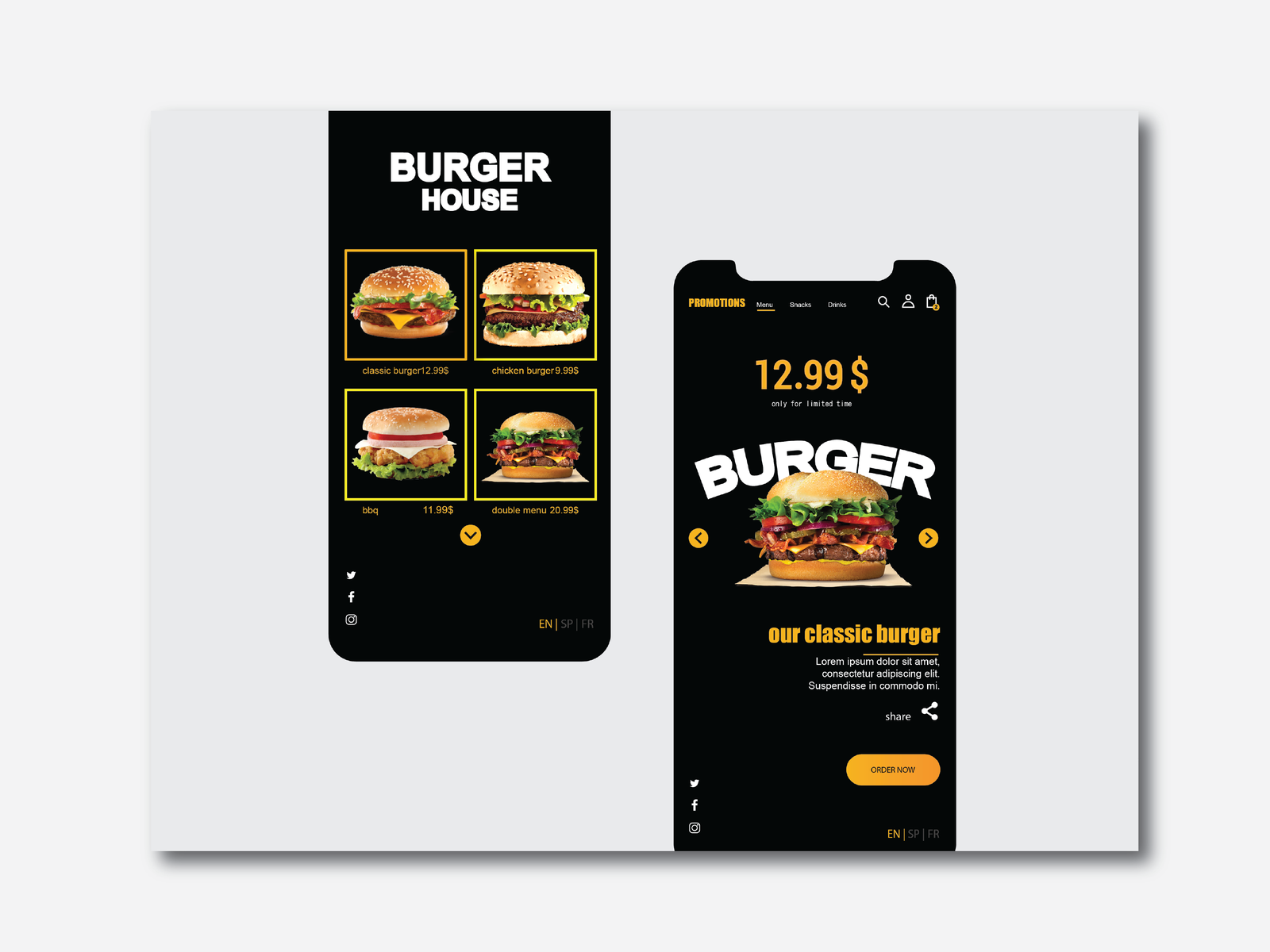 Burger House layout design website by Ibrahim Hassan on Dribbble