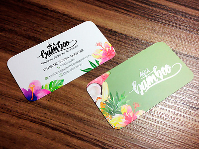 Água Bamboo Business Card business card flower fruit green plant