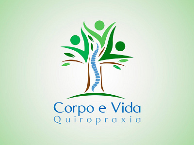 Corpo e Vida Quiropraxia Logo backbone blue chiropractic green logo