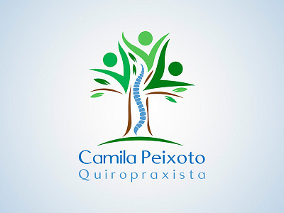 Camila Peixoto Quiropraxia Logo backbone blue chiropractic green logo