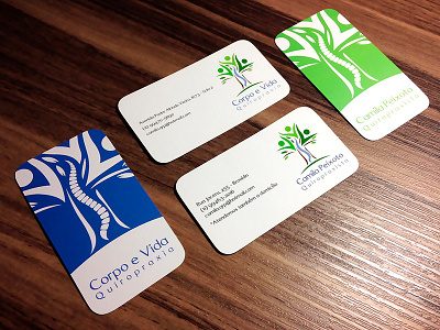 Corpo e Vida Quiropraxia Business Card blue business card chiropractic green