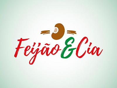 Feijão & Cia Logo bean brown green logo red restaurant