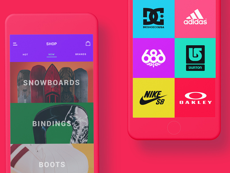 Shop - Snowhills Snowboard App e-commerce sport snowboard application ui design