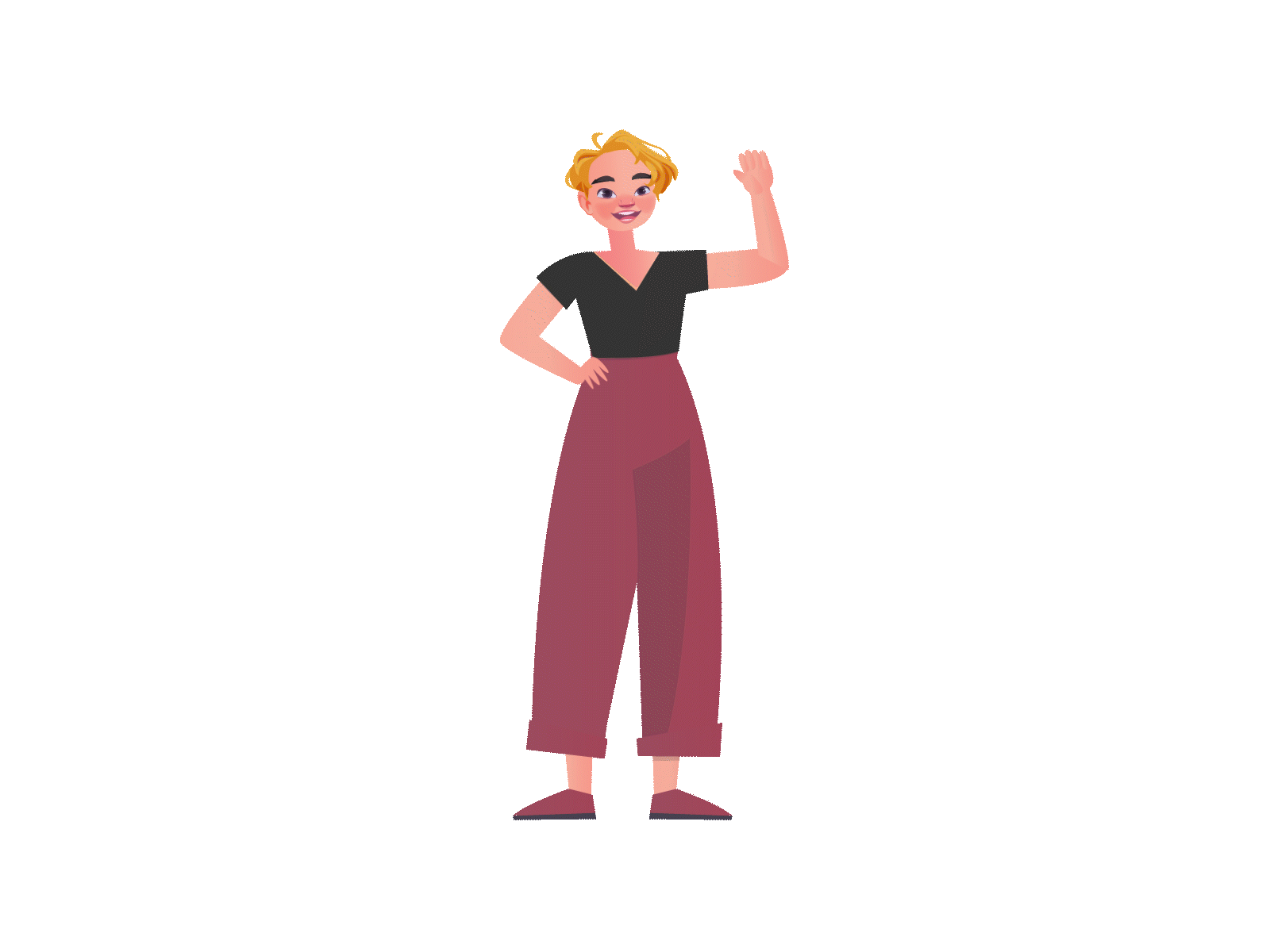 Girl Waving Hand_Animated Gif animation branding character character illustration design flat gif graphic design illustration vector