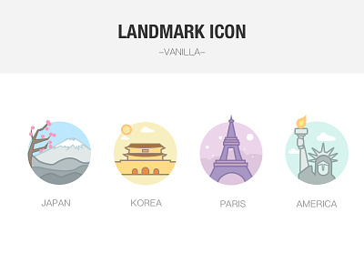 Landmark Icon america japan korea landmark paris