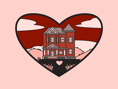 Home is Where the Heart Is dog flat heart home house illustration sketchapp valentine valentines vector