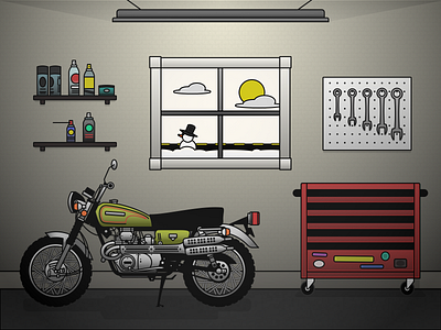 February Motorcycle garage illustration moto motorbike motorcycle motorcycle art motorcycles shop sketchapp spring svg toolbox vector winter