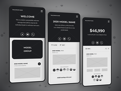 Automotive Retail Product Guide Wireframes