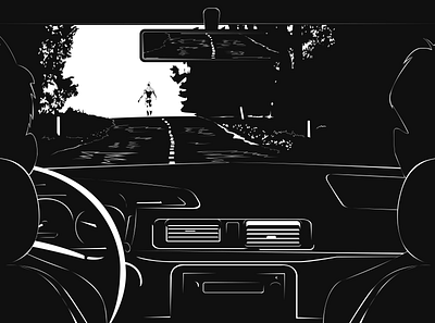 Podcast Episode Art branding car darkroad driving flat forest horror illustration podcast vector woods