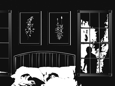 Podcast Episode Art bed bedroom branding figma flat horror illustration podcast silhouette vector window