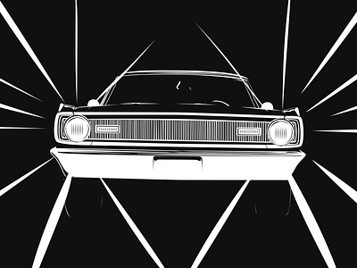 Podcast Episode Art automobile branding car dodgedart figma flat headlights horror illustration musclecar podcast vector