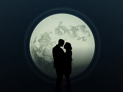 Moonlight Silhouette Vector Art illustration love lovers moon moonlight night sketchapp sky vector