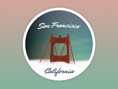 San Francisco Fog Vector Sticker fog golden gate golden gate bridge illustration night san francisco sf sketchapp stars sticker vector