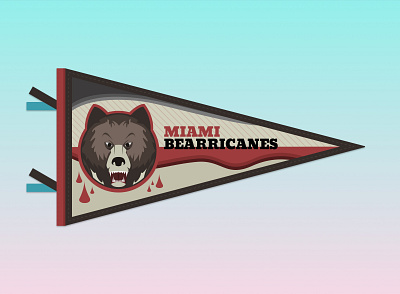 Miami Bearricanes Pennant design dribbbleweeklywarmup flat illustration sketchapp vector