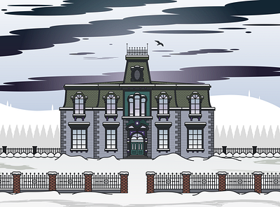 Victorian House Vector Art building flat house illustration purple sketchapp sky snow vector victorian victorianhouse