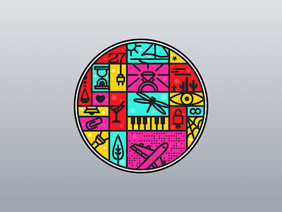 Collage collage disc flat illustration minimal sketchapp vector