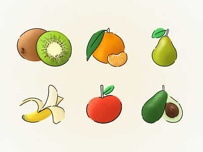 Fruit Illustrations for Grocery App