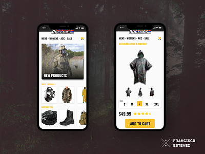 Online store to buy your outfit for the Apocalypse adobexd app appdesign concept design menu ui uidesign ux design webdesign