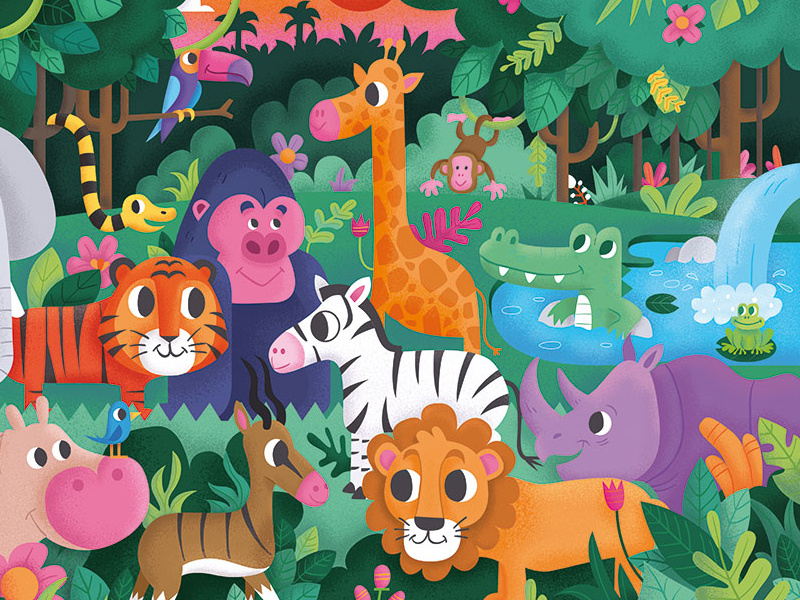 Wildlife puzzle jungle animals wildlife puzzle illustration keuj