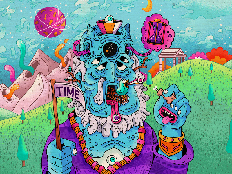 Greek gods : Kronos trippy psychedelic illustration keuj greece god