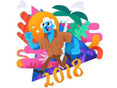 Happy 2018 2018 colors hny illustrator jacques bardoux jungle keuj psychedelic vector wishes