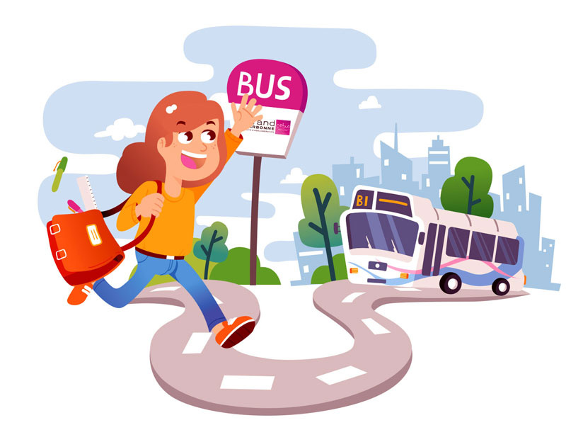 Keolis Leaflet cover safety bus school kid communication illustration vector leaflet freelance keuj