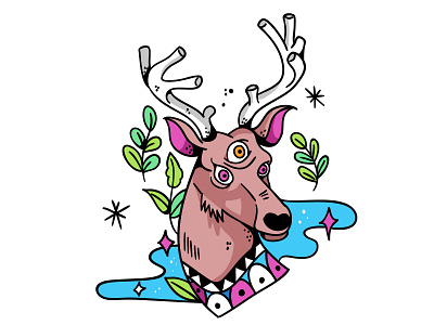 Candy tattoo 06 candy deer illustration illustrator keuj mrberrys psychedelic tattoo tattoo art tattoo design