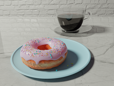 3d render donut and coffee cup 3d 3d modeling blender3d concept art design illustration