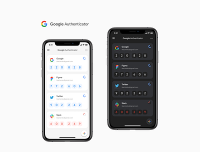 Google Authenticator app authenticator concept design mobile redesign typography ui ux