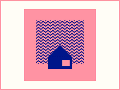Beach House beach beach house blue house illustration minimal pink
