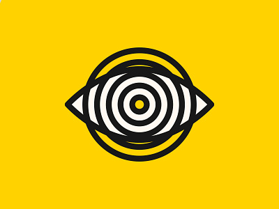 Psycho EYE badge circles design eye illustration logo minimal minimalism pupil see sight yellow