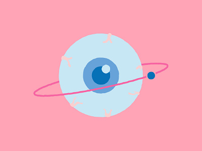 Eye Orbit adventure ball disk eye eye ball illustration minimal moon pastel pink planet pupil space universe